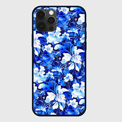 Чехол для iPhone 12 Pro Max Голубой цветник, цвет: 3D-черный