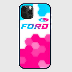 Чехол для iPhone 12 Pro Max Ford neon gradient style посередине, цвет: 3D-черный