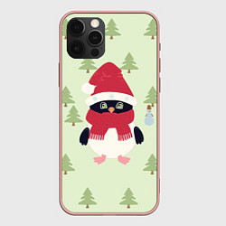 Чехол iPhone 12 Pro Max Пингвин в лесу со снеговиком