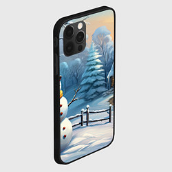 Чехол для iPhone 12 Pro Max Новый год и снеговик, цвет: 3D-черный — фото 2
