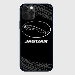 Чехол для iPhone 12 Pro Max Jaguar speed на темном фоне со следами шин, цвет: 3D-черный