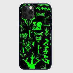 Чехол для iPhone 12 Pro Max Berserk neon green, цвет: 3D-черный