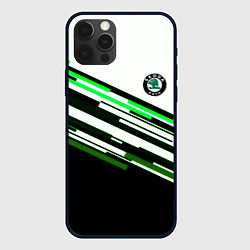 Чехол для iPhone 12 Pro Max Skoda sport stripes line, цвет: 3D-черный