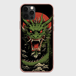 Чехол для iPhone 12 Pro Max Зеленый дракон с открытой пастью, цвет: 3D-светло-розовый