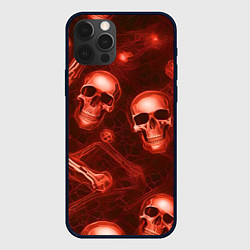 Чехол для iPhone 12 Pro Max Красные черепа и кости, цвет: 3D-черный