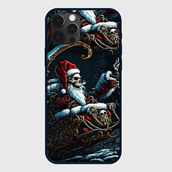 Чехол для iPhone 12 Pro Max Новогодний патерн со скелетом Санты, цвет: 3D-черный