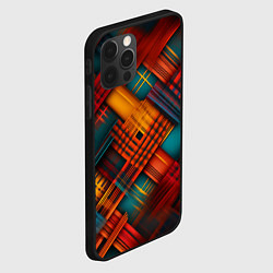 Чехол для iPhone 12 Pro Max Разноцветная клетка в шотландском стиле, цвет: 3D-черный — фото 2