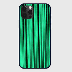 Чехол для iPhone 12 Pro Max Абстракция полосы зелёные, цвет: 3D-черный