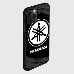 Чехол для iPhone 12 Pro Max Yamaha speed на темном фоне со следами шин, цвет: 3D-черный — фото 2