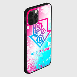 Чехол для iPhone 12 Pro Max System of a Down neon gradient style, цвет: 3D-черный — фото 2