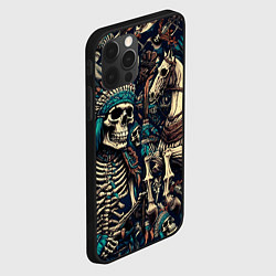 Чехол для iPhone 12 Pro Max Татуировка скелета индейца и ковбоя в техасе, цвет: 3D-черный — фото 2