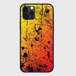 Чехол для iPhone 12 Pro Max Огненный перелив заката с текстурой царапин и брыз, цвет: 3D-черный
