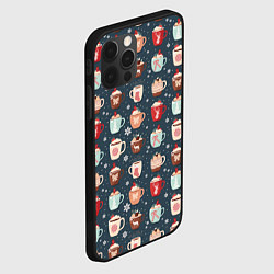 Чехол для iPhone 12 Pro Max Кружки какао - зимний новогодний паттерн, цвет: 3D-черный — фото 2