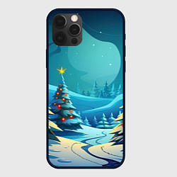 Чехол для iPhone 12 Pro Max Новогодние елки в снегу, цвет: 3D-черный