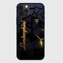 Чехол для iPhone 12 Pro Max Lamborghini - плиты с эффектом свечения, цвет: 3D-черный