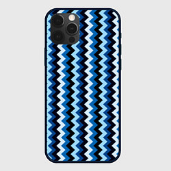 Чехол для iPhone 12 Pro Max Ломаные полосы синий, цвет: 3D-черный