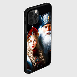 Чехол для iPhone 12 Pro Max Дед Мороз и Снегурочка в русских нарядах, цвет: 3D-черный — фото 2