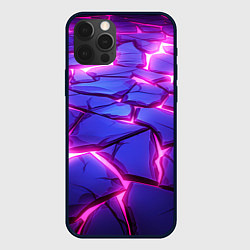 Чехол iPhone 12 Pro Max Неоновые фиолетовые камни со свечением