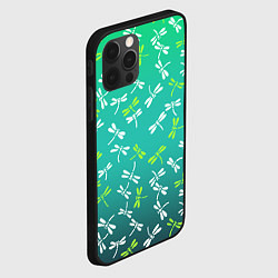 Чехол для iPhone 12 Pro Max Белые и ядовито-зелёные стрекозы, цвет: 3D-черный — фото 2