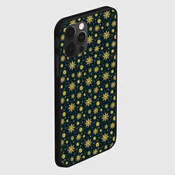 Чехол для iPhone 12 Pro Max Декоративные снежинки с золотым блеском, цвет: 3D-черный — фото 2