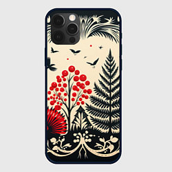 Чехол для iPhone 12 Pro Max Новогодние деревья и узоры, цвет: 3D-черный