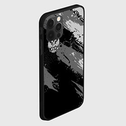 Чехол для iPhone 12 Pro Max Герб РФ - серый монохромный, цвет: 3D-черный — фото 2