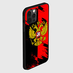 Чехол для iPhone 12 Pro Max Герб РФ краски геометрия, цвет: 3D-черный — фото 2