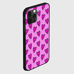 Чехол для iPhone 12 Pro Max Розовые сердечки каракули, цвет: 3D-черный — фото 2