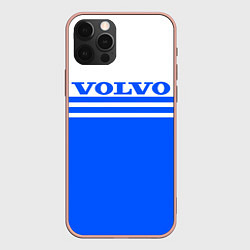 Чехол для iPhone 12 Pro Max Вольво - две синии полосы, цвет: 3D-светло-розовый