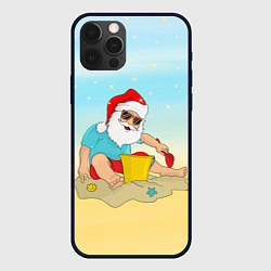 Чехол для iPhone 12 Pro Max Дед Мороз на море, цвет: 3D-черный