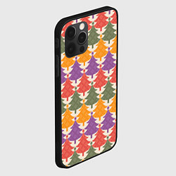 Чехол для iPhone 12 Pro Max Новогодние разноцветные ёлочки, цвет: 3D-черный — фото 2