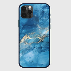 Чехол для iPhone 12 Pro Max Синий мрамор, цвет: 3D-черный