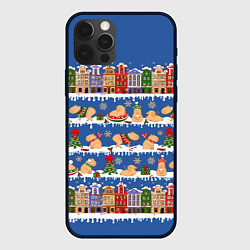 Чехол для iPhone 12 Pro Max Капибара зимой, цвет: 3D-черный