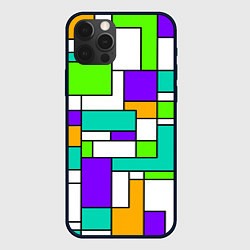 Чехол для iPhone 12 Pro Max Геометрический зелёно-фиолетовый, цвет: 3D-черный