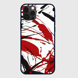 Чехол для iPhone 12 Pro Max Чёрные и красные брызги на белом фоне, цвет: 3D-черный