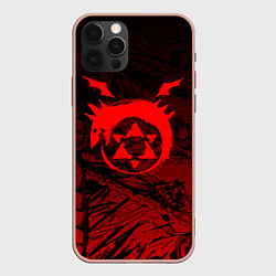 Чехол для iPhone 12 Pro Max Красный знак уроборос - Стальной алхимик, цвет: 3D-светло-розовый
