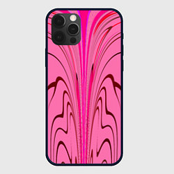 Чехол для iPhone 12 Pro Max Плавные линии на розовом фоне, цвет: 3D-черный