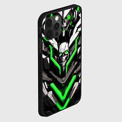 Чехол для iPhone 12 Pro Max Зелёный скелетный киберпанк доспех, цвет: 3D-черный — фото 2