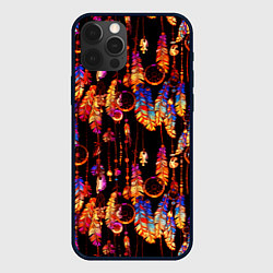 Чехол для iPhone 12 Pro Max Ловцы снов с яркими перьями, цвет: 3D-черный