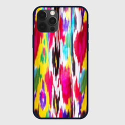 Чехол для iPhone 12 Pro Max Атласная ткань узбекского народа - икат, цвет: 3D-черный