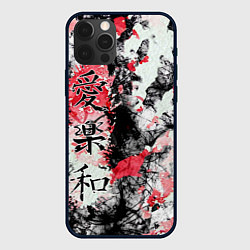 Чехол для iPhone 12 Pro Max Японский стиль иероглифы, цвет: 3D-черный