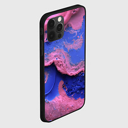 Чехол для iPhone 12 Pro Max Розовая пена на синей краске, цвет: 3D-черный — фото 2