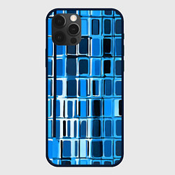 Чехол для iPhone 12 Pro Max Синие прямоугольники, цвет: 3D-черный