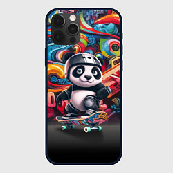 Чехол для iPhone 12 Pro Max Панда - крутой скейтбордист на фоне граффити, цвет: 3D-черный