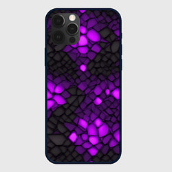 Чехол для iPhone 12 Pro Max Фиолетовый трескающийся камень, цвет: 3D-черный