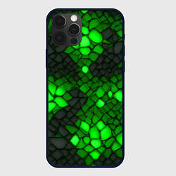 Чехол для iPhone 12 Pro Max Зелёный трескающийся камень, цвет: 3D-черный