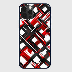 Чехол для iPhone 12 Pro Max Красные и чёрные мазки, цвет: 3D-черный