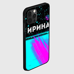 Чехол для iPhone 12 Pro Max Ирина и неоновый герб России посередине, цвет: 3D-черный — фото 2