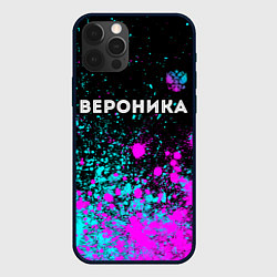 Чехол для iPhone 12 Pro Max Вероника и неоновый герб России посередине, цвет: 3D-черный