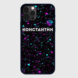Чехол для iPhone 12 Pro Max Константин и неоновый герб России посередине, цвет: 3D-черный